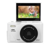 Wakects Cámara Digital de 64 MP para Fotografía, Cámara de Vlogueo 4K con Pantalla Abatible de 3 Pulgadas, Zoom Digital de 18X, Estilo Retro Vintage Clásico, Cámara Compacta para (White)