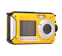 Wakects Cámara Digital Resistente Al Agua, Cámara Subacuática de Pantalla Dual de 48MP con Pantalla LCD para Snorkel y Viajes (Yellow)
