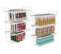 Wakects Congoleable de Gallos Congelados, Canasta de Alambre Apilable con Asa, Organizador de Congelador de Congelador Apilable de 6 Vías Fácil para Clasificar, para Cocina y Congelador (White)