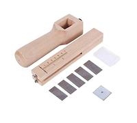 Wakects Cortero de Madera Cortero de Cuero Herramienta de Corte Beechwood Corcha Ajustable para Bricolaje de la Artesanía de Cuero con 5 Cuchillas y Lámina de Hierro Marcada en Centímetros de Pulgadas