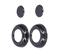 Wakects Cubierta del Anillo del Botón del Reposacabezas, Pegatinas del Botón del Reposacabezas del Asiento Estilo Fibra de Carbono ABS, Autoadhesivas, 4 Piezas de Ajuste Interior de Ajuste Preciso