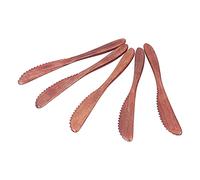 Wakects Cuchillo de Cena de Madera, Juego de 5 Cuchillos Hechos a Mano de Madera Phoebe con Borde Dentado y Acabado Pulido, Cubiertos de Reutilizables para el Hogar, Cocina, Picnic, Restaurante