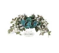Wakects de Lintel Flor Artificial Swag Wall Door Decoración de con Letrero de Bienvenida de Madera para la Fiesta de Bodas de la Casa Centro de Mesa Mantel (D)