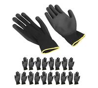 Wakects de Trabajo Recubiertos de PU, de Puño de Punto de Nailon Antiestáticos, 10 Pares de Agarre Recubierto de Palma de Cinco Dedos para Montaje Manual Inspección de Productos de Laboratorio