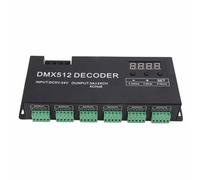 Wakects Decodificador DMX512 RGBW de 24 Canales, Controlador Atenuador PWM LED DC 5-24V con Pantalla Digital y Configuración de Dirección para Atenuación de Barras LED en Escenario