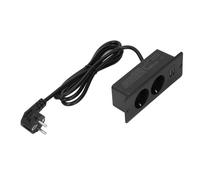 Wakects Enchufe de Escritorio Empotrado, Toma de Corriente de Mesa con 2 Enchufes AC, 2 Puertos USB A, 3000W, Cable de 1.5m para Escritorio, Encimera, Cajón o Mueble (Black)