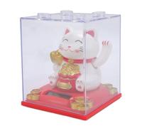 Wakects Gato Que Agita Solar ABS Gato de la Suerte con Energía Solar 3,62 X 3,15 X,15 Pulgadas Brazo Que Agita Automáticamente Estatua de la Fortuna con Detección de Luz para Escritorio de Oficina