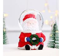Wakects Globo de Nieve Navideño de Resina y Cristal, Bola de Cristal Navideña con Luz Que Cambia de Color, 3 Pilas LR41 Incluidas, Decoración Pintada a Mano para Repisa, Mesa, Exhibición Navideña