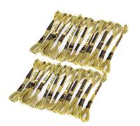 Wakects Hilo de Bordar Metálico, Hilo de Coser Brillante, 24 Piezas Color Oro Claro, Trenzado de Poliéster con Brillo Intenso para Punto de Cruz, Pulseras de la Amistad y Manualidades