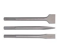Wakects Juego de Cinceles Cincel Broca de Cincel 3 Piezas Acero Al Carbono Plano Puntiagudo Rotación Martillo Taladros con Vástago Alargado Estándar para Azulejo Concreto Granito (SDS MAX (cinco