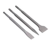 Wakects Juego de Cinceles Cincel Broca de Cincel 3 Piezas Acero Al Carbono Plano Puntiagudo Rotación Martillo Taladros con Vástago Alargado Estándar para Azulejo Concreto Granito (SDS PLUS (redondo))