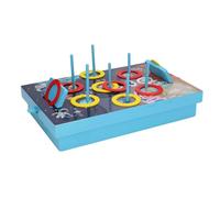 Wakects Juego de Lanzamiento de Aros para Niños, Set de Madera con | Material de Pino, Tablero de Mesa, Juego Competitivo para Dos, Postes de Acción de Resorte, Estuche de Accesorios,