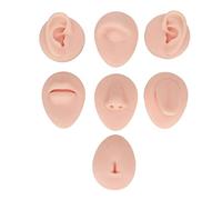 Wakects Modelo de Práctica Corporal de Silicona, 6 Piezas de Silicona para Ojos, Orejas, Nariz, Labios, Lengua, Ombligo, Modelos de Simulación para Exhibición de Joyas de Entrenamiento (Piel clara)