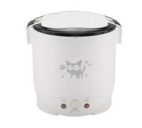 Wakects Olla arrocera para automóvil de 12 V, mini arrocera portátil, 2 tazas sin cocer, 1 l, pequeña arrocera eléctrica y vaporera, perfecta para camión RV (blanco)