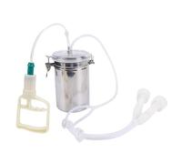 Wakects Ordeñadora Manual para Cabra, Ordeñadora para Vaca, Kit Portátil de Ordeño 2L, Botella de Acero Inoxidable con Tapa Transparente, Succión Fuerte para Granja Lechera