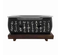 Wakects Parrilla de Carbón Japonesa, Acero Inoxidable, 23,9 X 15,5 Cm, para | Barbacoa de Mesa, Parrilla de Acero Inoxidable, Bandeja de Madera, Cocina Japonesa, Canalón de Carbón Separado, Uso en Mesa.