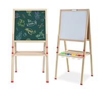 Wakects Pizarra multifunción 3 en 1 de madera magnética para niños con caballete, pizarra educativa con accesorios