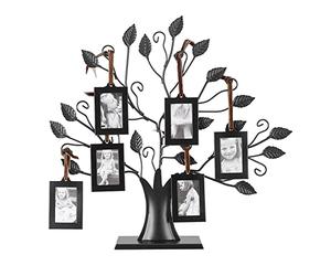 Wakects Portafotos árbol genealógico con 6 o 12 marcos suspendidos, árbol mediano de metal, 6 o 12 elementos decorativos, 6 marcos de fotos de 6,4 x 4,5 cm, Small Size, Moderno