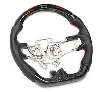 Wakects Reemplazo del Volante del Automóvil, Volante LED de Fibra de Carbono Forjado con 20 Luces de de Cuero Perforado en Forma de D de Fondo Plano para GT 2018-2023