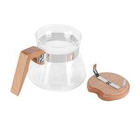 Wakects Tetera de Vidrio de 400 Ml con de Madera, Accesorio de Cocina para Uso Doméstico, Olla de Cafeteras - Diseño de Picos en Forma de V, Resistente Al Calor