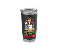 Wakeup Beauty Time Beast Black Girl Magic Melanin Women Diversión Vaso térmico de acero inoxidable de doble pared