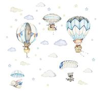 WakiHong 1 Juego Adhesiva Globo Aerostático Bebés Pegatinas Infantiles Pared Globos Aerostáticos De Animales para Habitación Infantiles Niños Dormitorio Guardería.