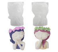 WakiHong 2 Pz Maceta Molde De Silicona Hormigón Portavelas Molde Moldes Silicona Cemento para Manualidades,Jarrones,Portalápices,Adornos Decorativos.