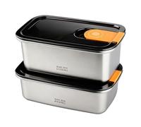 WakiHong 2Piezas Fiambrera Acero Inoxidable Hermetica Contenedores de Alimentos con Tapas 1100ml et 800ml Fiambreras de acero inoxidable con tap para Frigorífico,Horno