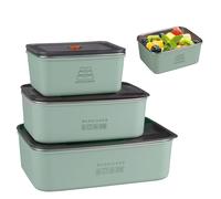 WakiHong 3 Set Recipientes Herméticos para Alimentos Pequeños con Tapa Segura-Contenedores Almacenamiento Comida,Apilables,Ideal Meal Prep/Microondas-Acero inoxidable-Verde claro-600ML,1000ML,1600ML