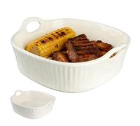 WakiHong Cazuela Redonda de Cerámica 20 * 19 * 6CM Moldes de Cerámica con Asas Cazuelas Cuadradas,para lasaña,molde redondo para lasaña,patatas fritas,sopa