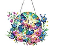 WakiHong Pintura de Diamante 5D Con Cadena Colgante Colgante 5D Diamond Painting Kit de Pintura de Diamantes Para Colgar Diamante Pintura Mariposa Colgante para Ventana,Jardín,Balcón,Puerta