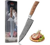 WAKOLI EDIB Pro cuchillo de chef Kiritsuke de 20 cm, acero de damasco auténtico de 67 capas con núcleo VG10, mango ergonómico de madera Pakka, en caja de regalo, para carne, pescado y verduras