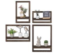 Walasis Estantes flotantes rústicos de madera: estante de pared de 4 piezas para decoración de dormitorio de granja, hecho a mano, fácil de instalar, almacenamiento versátil para sala de estar