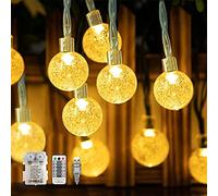 WALCHO Guirnaldas Luces, Luces Navidad Guirnalda Funciona con batería y USB, 60 LEDs Impermeable IP65, Cadena de Luces LED para Navidad, Exterior, Jardín, Boda, Fiesta, Decoración (Blanco cálido)
