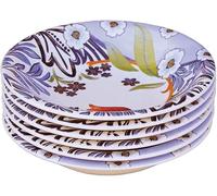 Wald - Colección de mesa de platos llanos, hondos, frutas, ensaladera y plato de cerámica Made in Italy, decoración de tulipán, lavables en lavavajillas (plato hondo - 6 unidades)