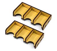 Waldfelsen® 2 soportes para tarjetas de juego de madera con 3 compartimentos para tarjetas de 44 x 68 mm, adecuado para los colonos (apto para tarjetas de materia prima y mercancías comerciales)