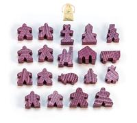 Waldfelsen® Figuras de juego aptas para Carcasona - 8 Meeple y 11 figuras especiales para el juego básico, las 10 expansiones y los Minis 2 y 6 (color lila)