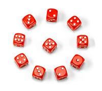 Waldfelsen - Juego de dados de alta calidad de 16 mm en 15 colores, 10 unidades, color rojo