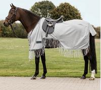 Waldhausen Manta Antimoscas de Paseo Protect con Flecos, Gris Plata - 135 cm Waldhausen
