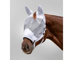 Waldhausen Máscara Antimoscas Premium con Cabezada y Protección para Orejas, Gris Plata - Pony Waldhausen