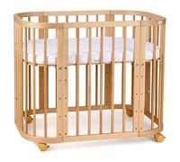 waldin Cuna Bebé 5 en 1, Cuna Colecho de Madera, Colchón, Natural