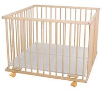 Waldin Parque Bebé Madera Haya Maciza Regulable en Altura 100x100 cm