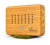 WALDKEHLCHEN - Caja de canto de pájaros premium de auténtica madera maciza de bambú - Caja de sonido de alta calidad con sonidos naturales, detector de movimiento y luz nocturna