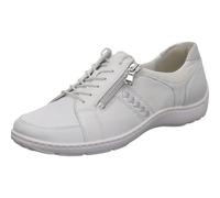 Waldläufer Henni 496054-211-663 - Zapatos bajos con plantilla ProAktiv (piel lisa, color blanco con detalles plateados), color blanco, Blanco, 38.5 EU Ancho