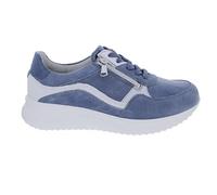 Waldläufer K-Janka 617002-501-693 - Zapatillas de piel nobuck (con plantilla intercambiable), color blanco y plateado, ancho K azul, azul, 38 EU Ancho