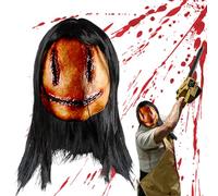 Waldspring Máscara de Halloween para adultos, máscara de látex espeluznante con costuras sangrientas y pelo, máscaras de Halloween terror extremo, espeluznante mujer hombre para carnaval, cosplay