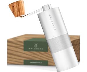 WALDWERK Molinillo Café manual - Molinillo de cafe con preciso Molino de acero inoxidable - Coffee grinder con manivela de madera - Molinillo cafe para espresso sin plástico