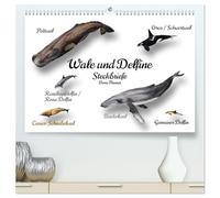 Wale und Delfine Steckbriefe (hochwertiger Premium Wandkalender 2026 DIN A2 quer), Kunstdruck in Hochglanz: Faszinierende Meeressäugetiere zum Kennenlernen