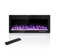 Waleaf Chimenea Eléctrica, 42"/106.6cm Chimeneas Electricas Decorativas con Calefacción, Efecto de Llama 3D, 12 Colores de Llama, Termostato 750/1500W, Chimenea Empotrada y Montada en Pared