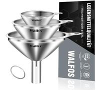 Walfos 3 Piezas Acero Inoxidable Embudo, con Mango Embudo de Cocina, embudo pequeño (4.5, 5.5 & 7.5 cm) para la Transmisión de Ingredientes Líquidos transferir líquidos y polvos